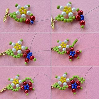 Make the Red-and-blue Beading Flower Seed Beads Necklace, Beaded Flowers Patterns, Beautiful Beaded Necklaces, Seed Bead Crafts, Seed Bead Flowers, Pearl Work, Beadwork Tutorial, Necklace For Girls, Bead Loom Pattern