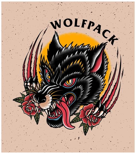 Trad Wolf Tattoo, Old School Wolf Tattoo, American Traditional Wolf Tattoo, Traditional Wolf Head Tattoo, Wolf Traditional Tattoo, Traditional Wolf Tattoo, Wolf Tattoo Traditional, Wolf Face Tattoo, Wolf Tattoo Meaning