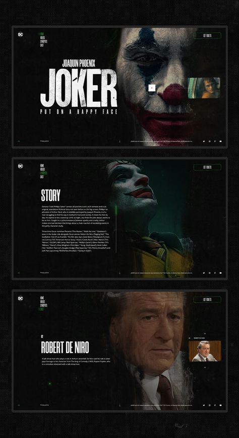 Movie Design Ideas, Movie Ppt Template, Movie Pitch Deck Template, Website Concept Design, Cinematic Powerpoint, Film Presentation Design, Movie Pitch Deck Design, Pitch Deck Inspiration, Joker Graphic Design