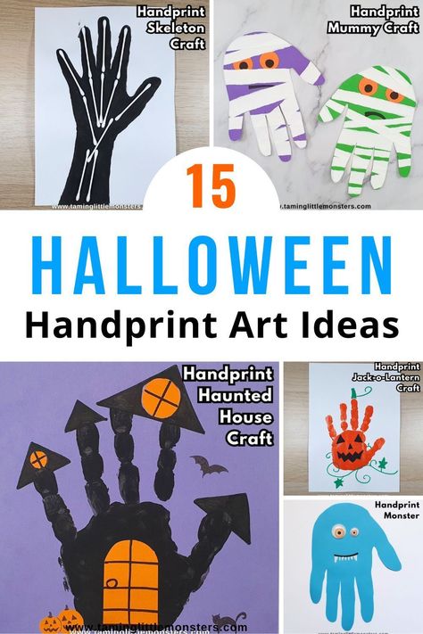 Daycare Crafts For Halloween, Finger Paint Halloween Crafts, Handprint Crafts Halloween, Infant Halloween Arts And Crafts, Fingerprint Halloween Crafts, October Crafts Preschool Art Projects, Nursery Halloween Crafts, Kindergarten Craft Halloween, Halloween Hand Painting For Kids