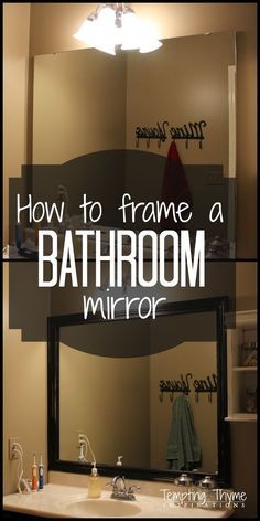 How to Frame a Builder Grade Bathroom Mirror Builder Grade Bathroom Mirror, Frame A Bathroom Mirror, Builder Grade Bathroom, Diy Home Decor For Apartments, Diy Home Improvements On A Budget, Builder Grade, Geek Decor, Mirror Bathroom, Lodge Decor