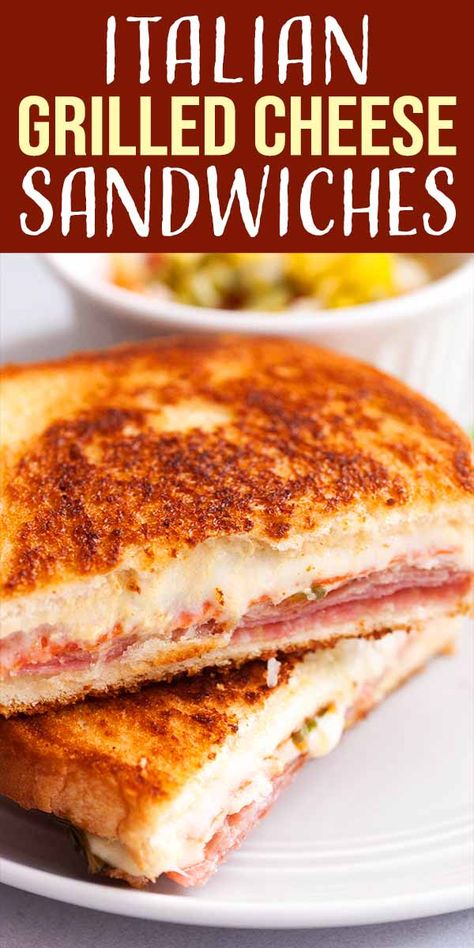 Italian Grilled Cheese, Best Sandwich Recipes, Gourmet Grilled Cheese, Grill Cheese Sandwich Recipes, Classic Grilled Cheese, Italian Sub, Panini Sandwiches, Cheese Sandwich Recipes, Italian Deli