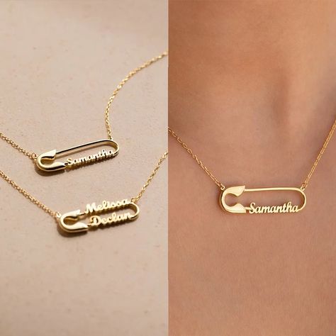 ✨ Shine with a touch of gold! ✨ Our Custom Double Name Paper Clip Pendant Necklace is the ultimate gift for your special someone – be it girlfriend, mom, or YOU! 💖 Personalize it, flaunt it, LOVE it! Click here to make it yours: https://nuel.ink/nqeHVm #PersonalizedJewelry #GiftsForHer #ShineBright 😘😍 Safety Pin Necklace, Double Name, Safety Pin Jewelry, Pin Necklace, Font Number, Necklace Chain Types, Necklaces Chain, Photo Pendant, Custom Charms