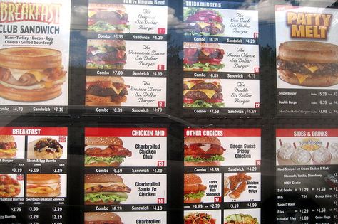 Carl's Jr Picture Menu Fast Food Menu Card Design, Carls Jr, Carl’s Jr., Ala Carte Menu Sample, Carl's Jr, Butterfly Pea Flower Tea, Sourdough Sandwich, Fast Food Menu, Tasty Chicken