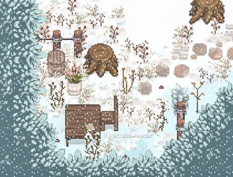 Stardew Valley Winter Farm, Stardew Valley Winter, Secret Of Mana, Winter Farm, Stardew Valley Farms, Phone Customization, My Aesthetic, Pixel Art Design, Winter Vibes