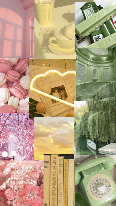 Its the rainbow pit pastel and only showing pink yellow and green. Pink And Green Mood Board Aesthetic, Azalea Aesthetic, Pastel Pink And Green Aesthetic, Studio Identity, Rising Aesthetic, Pink Wallpaper Kawaii, Taurus Sun, Aquarius Moon, Colour Set