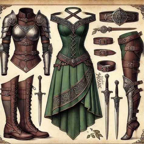 🤎🍃🤎 Fantasy Style Clothes, Fantasy Costume Ideas, High Fantasy Clothing, Fantasy Outfit Ideas, Fantasy Clothing Art, Fantasy Clothing Design, Druid Outfit, Outfit Drawing Ideas, Dnd Outfits