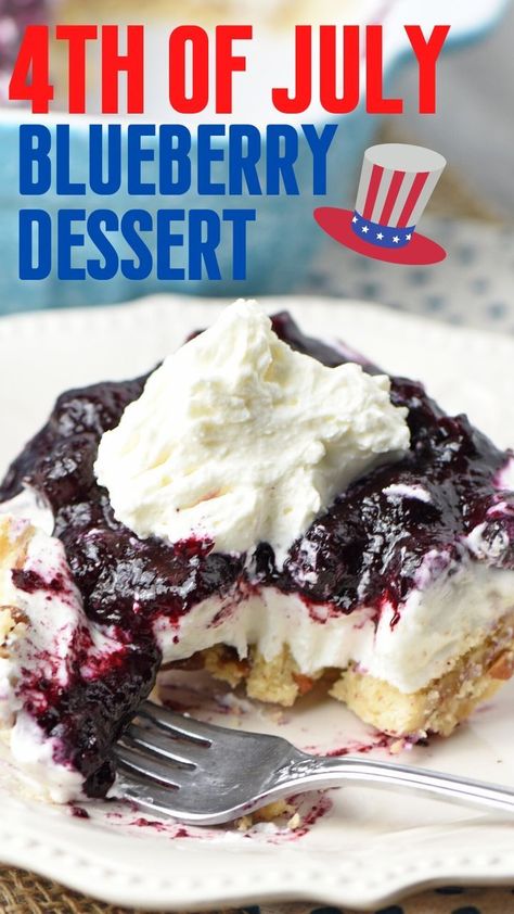 slice of blueberry dessert, topped with whipped cream, on white plate with fork Blueberry Delight Pecan Crust, No Bake Blueberry Dessert, Pecan Crust Recipe, Easy Blueberry Desserts, Blueberry Yum Yum, Cookout Desserts, Blueberry Desserts Recipes, Blueberry Delight, Pecan Crust