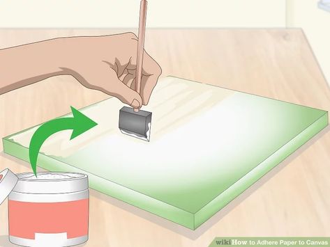 How to Adhere Paper to Canvas: 15 Steps (with Pictures) - wikiHow Decoupage Canvas, Mod Podge Pictures, Canvas Photo Transfer, Decoupage On Canvas, Decoupage Glue, Ink Lettering, Canvas Collage, Canvas Letters, Plain Canvas