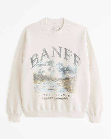 Women's Banff Graphic Crew Sweatshirt | Women's New Arrivals | Abercrombie.com Mcm Wardrobe, Notice Everything, Abercrombie Outfits, Abercrombie Hoodie, My Workout Routine, Easy At Home Workouts, Fitness Pal, Banff Alberta, Black Bean Burgers