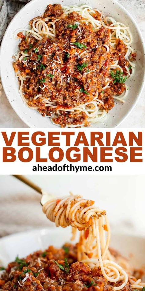 Vegetarian Bolognese Vegetarian Pasta Bolognese, Bolognese With Vegetables, Veggie Spaghetti Bolognese, Vegetable Bolognese Sauce, Veggie Bolognese Sauce, Vegetarian Bolognese Sauce, Pasta Without Meat, Vegetarian Spaghetti Bolognese, Dinners Pasta