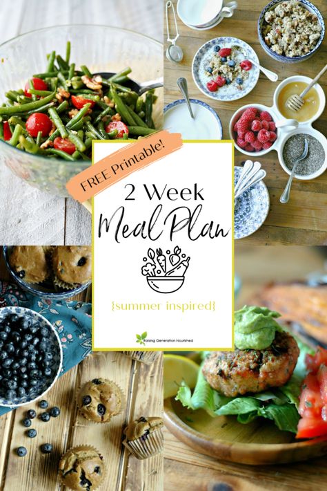 Nourishing 2 Week Meal Plan {Summer Inspired Part 1} - Raising Generation Nourished 2 Week Meal Plan, Losing 50 Pounds, Pro Metabolic, Real Food Meal Plan, Food Prepping, Nourishing Meals, Nourishing Traditions, Sample Meal Plan, Summer Meal Planning