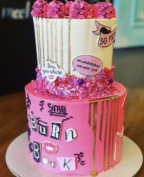 Mean Girls Cake Ideas, Mean Girls Birthday Cake, Burn Book Cake, Mean Girls Cake, Xmas List Ideas, Mean Girls Party, Girls Cake, Girly Birthday Party, 13 Birthday