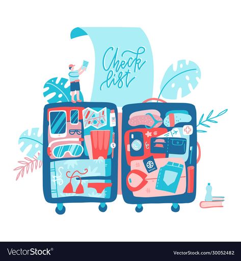 Travel Bag Illustration, Suitcase Illustration, Travel Zine, Big Suitcase, Big Suitcases, Travel Banner, Post Design Ideas, Traveling Bag, Travel Bag Set