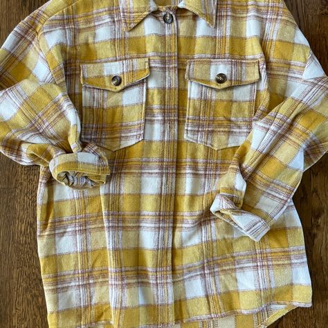 Over Sized Plaid Mustard Yellow Flannel. Long Enough To Cover Bottom. Never Worn. Yellow Flannel Outfit, Casual Yellow Cotton Flannel Shirt, Orange Flannel Shirt Women, Yellow Flannel Shirt, Cake Costume, Fall Patchwork Button-up Flannel Shirt, Yellow Flannel, Jaffa Cake, Cozy Flannel