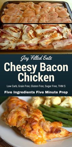 Cheesy Bacon Chicken - Low Carb, Grain Free, Gluten Free, Sugar Free, THM S Cheesy Bacon Chicken, Kid Approved Dinners, Chicken Bacon Recipes, Low Carb Grain, Bacon Chicken, Joy Filled Eats, Keto Pancakes, God Mad, Cheesy Bacon