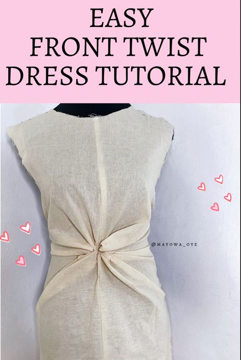 Twisted Dress Pattern Tutorials, Twist Front Dress Sewing Pattern, Twist Knot Dress Pattern, Twist Dress Pattern Tutorials, Twist Front Dress Pattern, Twist Dress Pattern, Learn Tailoring, Tie Dress Pattern, Knot Dress Pattern