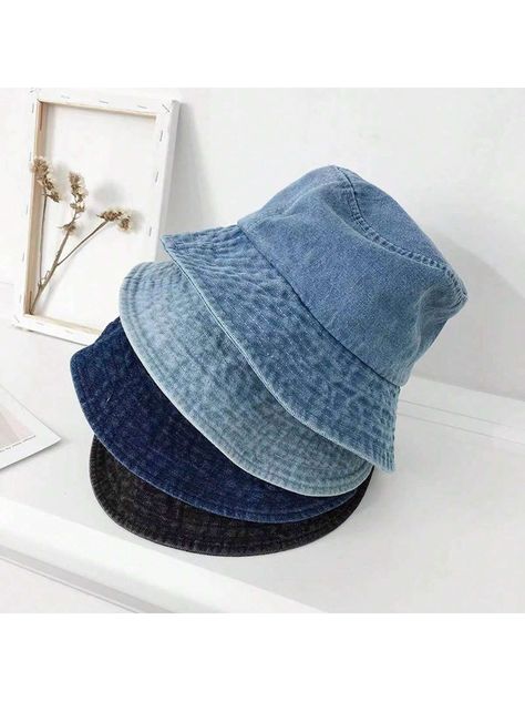 Jeans Bucket Hat For Women Korean Style Casual All-Match Sunshade Bucket Hat To Show Small Face, Ideal For Summer And StudentsI discovered amazing products on SHEIN.com, come check them out! Jeans Bucket Hat, Bucket Hat Ideas, Jean Bucket Hat, African Attire For Men, Small Face, Vintage Couples, Small Faces, Hat For Women, Fashion Couple