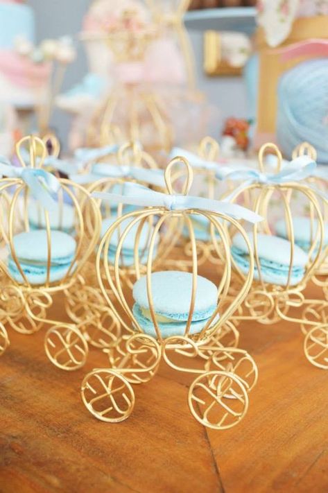 Mini Cinderella Carriages with Macarons | Cinderella Party Ideas Cinderella Birthday Party Decorations, Cinderella Party Decorations, Cinderella Quinceanera Themes, Cinderella Sweet 16, Cinderella Quinceanera, Cinderella Theme, Cinderella Birthday Party, Cinderella Cake, Cinderella Carriage