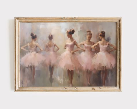 Ballerinas Painting, Ballet Artwork, Oil Painting Pastel, Ballet Bedroom, Dance Bedroom, Dancing Painting, Ballerina Art Paintings, Ballerina Bedroom, Ballet Nursery