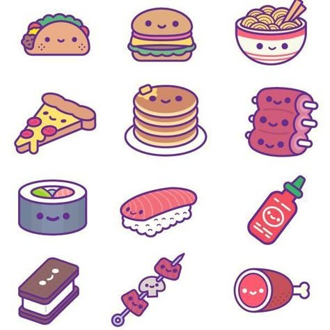 Please visit if you need similar design Arte Doodle, Food Doodles, 귀여운 음식 그림, Arte Do Kawaii, Food Party, Stickers Kawaii, Cute Food Drawings, Buku Skrap, Super Kawaii