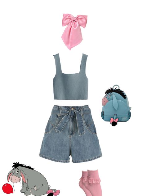 Summer Disneybound Outfits, Bff Disney Outfits, Eeyore Inspired Outfits, Comfy Disneybound, Abu Disneybound, Eeyore Disneybound, Eeyore Outfit, Disney Character Inspired Outfits, Eeyore Costume