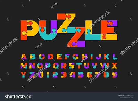 Puzzle font, colorful jigsaw puzzle alphabet letters and numbers, vector illustration #Ad , #Affiliate, #jigsaw#puzzle#colorful#Puzzle Logo Puzzle Design, Puzzle Illustration Design, Jigsaw Illustration, Puzzle Graphic Design, Puzzle Logo Design, Puzzle Alphabet, Puzzle Illustration, Puzzle Graphic, Puzzle Logo