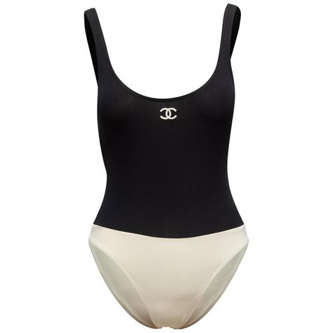 Chanel Black and White CC One-Piece Swimsuit at 1stDibs | black and white one piece swimsuit, chanel one-piece swimsuit black and white Chanel Swimsuit, White One Piece Swimsuit, Black And White One Piece, Jennie Chanel, Chanel Black And White, White One Piece, Vintage Black And White, Cc Logo, Chanel Black