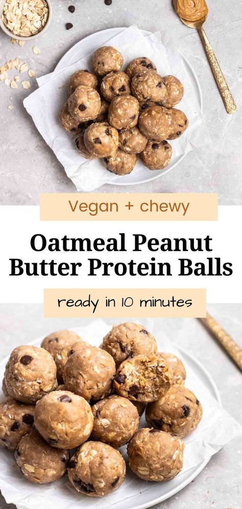 Sweet and chewy, these vegan protein balls make for a perfect afternoon pick-me-up. They are loaded with protein and fiber, making them an ideal snack to keep handy. This recipe requires only 5 ingredients and 10 minutes to whip up! Protein Powder Balls Healthy, Peanut Butter Oatmeal Protein Balls, Oatmeal Peanut Butter Protein Balls, Vegan Protein Balls, Best Vegan Protein Powder, Peanut Butter Protein Balls, Oatmeal Peanut Butter, Best Vegan Protein, Protein Balls Recipes