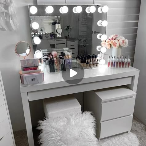 Malm Vanity Hack, Ikea Vanity Ideas Bedroom, Malm Vanity Ideas, Ikea Malm Vanity Hack, Dressing Table Ideas Ikea, Ikea Makeup Table, Ikea Vanity Ideas, Makeup Table Ikea, Diy Vanity Ideas