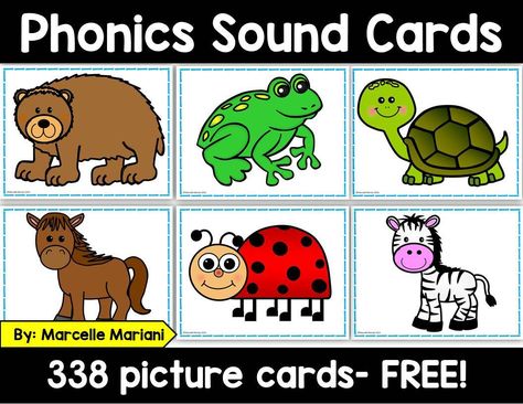 FREE PHONIC PICTURE CARDS FOR LANGUAGE ACTIVITIES Prek Literacy, Preschool Phonics, Phonics Free, Phonemic Awareness Activities, Spanish Alphabet, Phonics Sounds, Letter Tracing, Phonics Games, Jolly Phonics