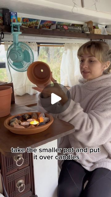 Katya 🐰 on Instagram: "Emergency clay pot heater… Have you ever tried this? . . . #claypotheater #emergencyheating #terracotta #terracottaheater #diy #staywarm #hacks #lifehacks #vanlife #camping #heating" Terracotta Pot Heater Diy, Terracotta Pot Heater, Clay Pot Heater Terra Cotta, Terracotta Heater Diy, Terra Cotta Pot Heater Diy, Clay Pot Heater, Terra Cotta Heater, Diy Heater, Hacks Lifehacks