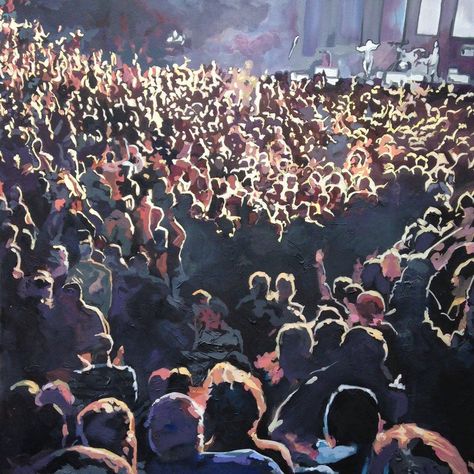 Crowded Drawing Aesthetic, Overpopulation Aesthetic, Concert Illustration Crowd, Concert Drawing Sketch, How To Draw Crowds Of People, Group Of People Painting, Concert Art Illustration, Crowded Painting, Crowded Aesthetic