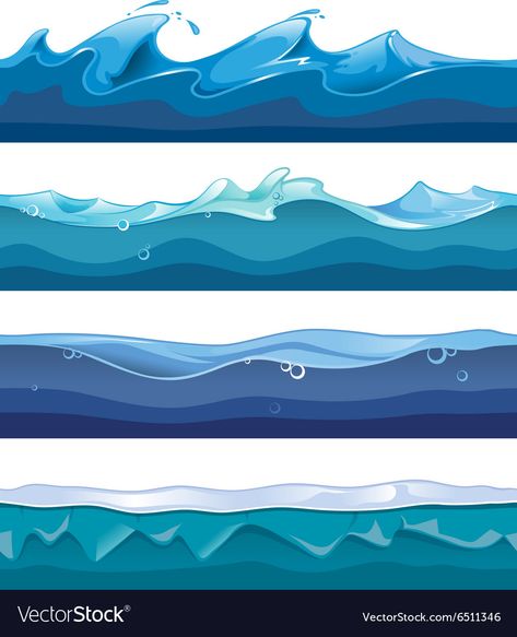 Water Waves Illustration, Water Illustration Vector, Sea Vector Illustrations, Mass Drawing, Flow Illustration, Wave Clipart, Wave Drawing, Ocean Waves Painting, Water Icon