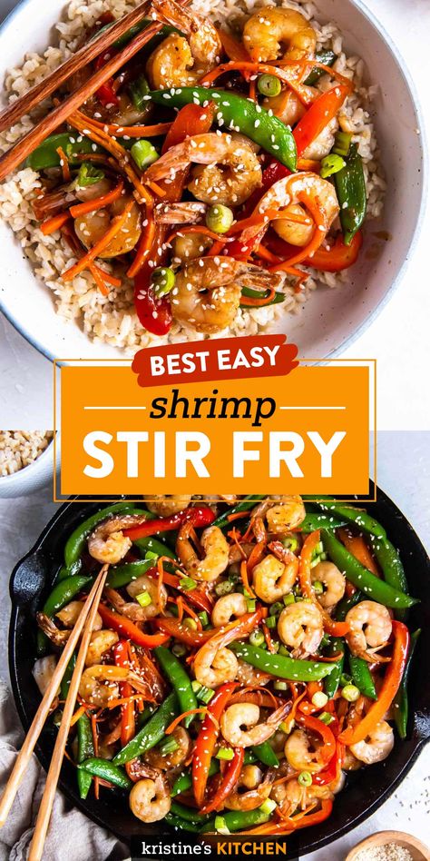 Succulent shrimp, crisp vegetables and the most delicious stir fry sauce make this Shrimp Stir Fry a favorite! It's healthy, ready in 30 minutes, and perfect for lunch or dinner. Easy Shrimp Stir Fry, Stir Fry Recipes Healthy, Stir Fry Shrimp Recipes, Wok Recipes, Healthy Stir Fry, Stir Fry Recipes Chicken, Shrimp And Vegetables, Shrimp Stir Fry, Chinese Cooking Recipes