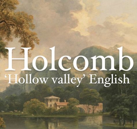 Baby boy name Holcomb. Fantasy Places Names Ideas, Old English Surnames, Fantasy City Names With Meaning, Surname Aesthetic, Fantasy Surnames With Meaning, Beautiful Surnames, Fantasy Names For Places, Surnames And Meanings, Surname Meanings