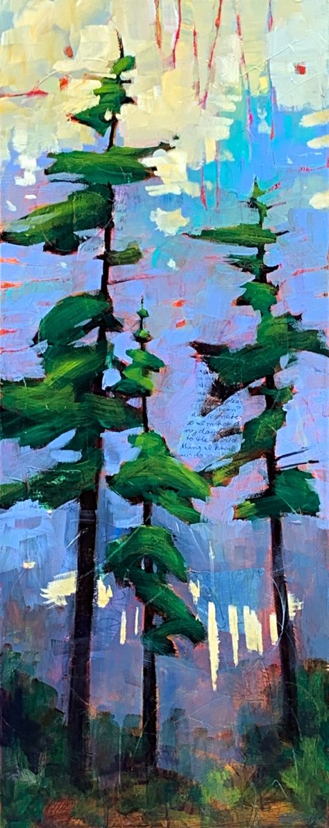 New Day, mixed media tree painting by Connie Geerts | Effusion Art Gallery + Cast Glass Studio, Invermere BC Town Scape, Invermere Bc, Tree Landscape Painting, Moose Painting, Fairytale Decor, Painting Trees, Artsy Ideas, Deer Painting, Group Of Seven