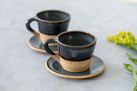 Espresso Cups Ceramic, Pottery Store, Cerámica Ideas, Espresso Cups Set, Pottery Dishes, Tea Lovers Gift, Functional Pottery, Cups Set, Coffee Cups And Saucers