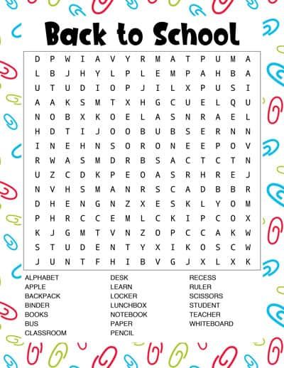 Free Printable Back to School Word Search (+ Answer Key!) - The Artisan Life Back To School Word Scramble, Back To School Worksheets Middle School, Back To School Word Search Free Printable, First Day Of School Word Search, Back To School Trivia, 3rd Grade Word Search, Back To School Worksheets Free, Middle School Word Search, Middle School Worksheets Free Printable