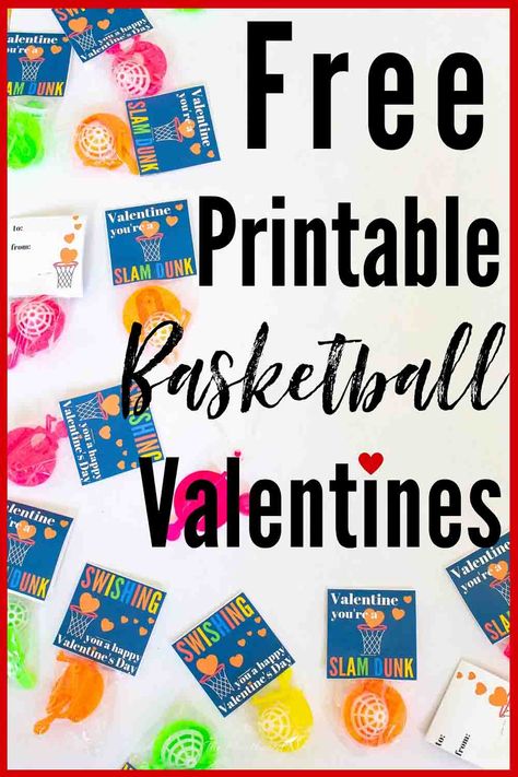 Sports-theme, basketball theme free printable valentines for kids! Pair with a fun little basketball game for a valentine idea kids will love! Great for no-candy valentine parties or schools with a non-candy valentine party rule! #valentinesforkids #freeprintablevalentines #freeprintablevalentinesforkids #noncandyvalentinesideas #noncandyprintablevalentinesforkids #basketballvalentines #sportsvalentines #sportsthemedvalentines #basketballthemevalentines #freeprintablevalentinesforkidsideas Boys Basketball Valentines, Basketball Valentines Cards Free Printable, Basketball Valentine Cards, Basketball Valentines Ideas, Free Printable Valentines For Kids, Basketball Valentines, Sports Valentines, Nba Party, Printable Valentines For Kids