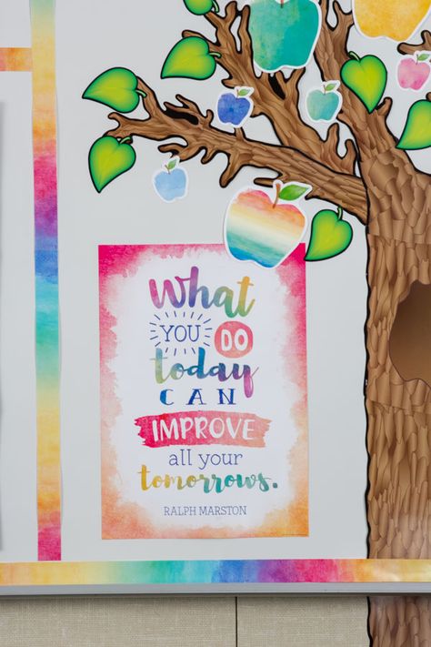 Watercolor Classroom « Classroom Decorations | Teacher Created Resources Watercolor Classroom, Classroom Decor Middle, Middle School Classroom Decor, Classroom Decor High School, Diy Classroom Decorations, Class Theme, Themed Decorations, Classroom Decor Themes, 4th Grade Classroom