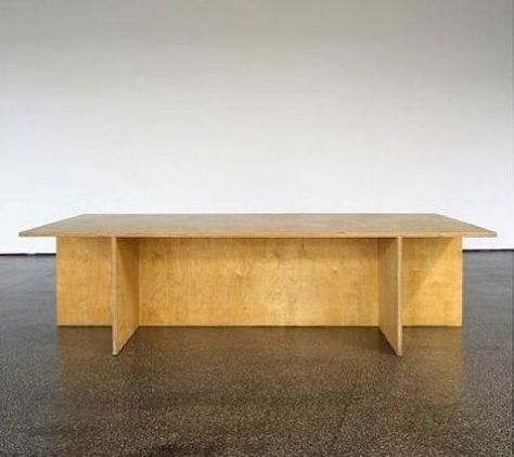 inspiration: Table designed & created by Donald Judd. Solid info at post. via the improvised life Plywood Design, Plywood Projects, Plywood Table, Donald Judd, Oak Plywood, Plywood Furniture, Furniture Hacks, Into The Woods, Land Art