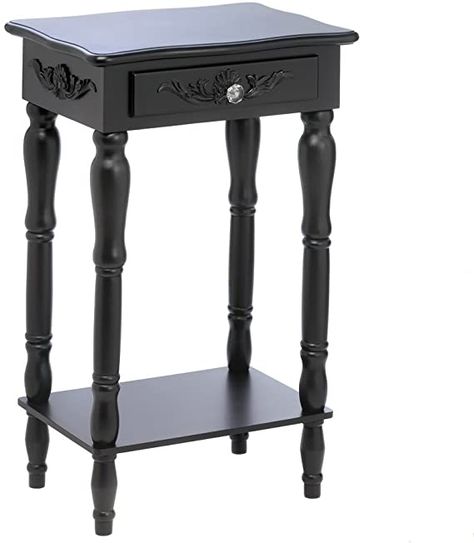 Colonial Carved Side Table: Amazon.com.au: Home Carved Side Table, Simple Side Tables, Side Table Decor, Side Table With Drawer, Black Side Table, Simple Addition, Console And Sofa Tables, Coffee Table Accents, Side Table Wood