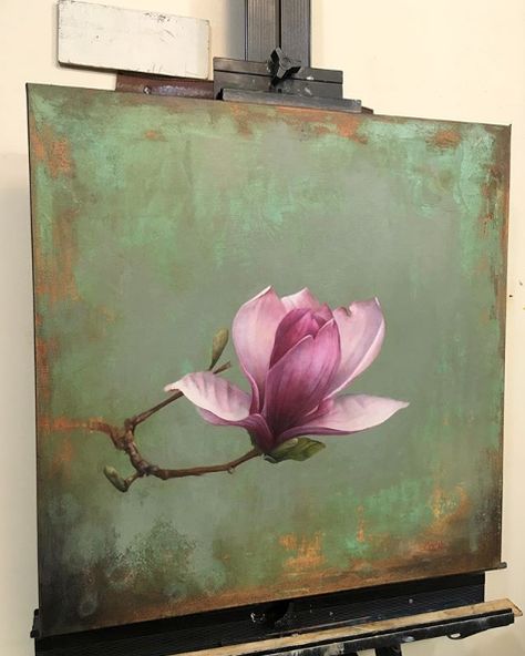 Painting Creative, Canvas For Beginners, Magnolia, Canvas Painting, Canvas, Frame, Wall, Green, Pink