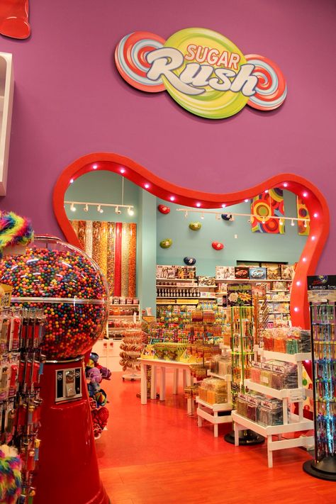 Candy on candy on candy at Sugar Rush! 🤩 Don’t forget to visit inside TopJump! Candy Store Ideas Design, Vintage Candy Store Aesthetic, Candy Store Interior, Modern Candy Shop, Candy Room In House, Candy Shop Ideas Design, Candy Store Ideas, Candy Shop Interior, Sweet Shop Interior