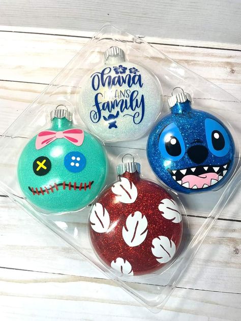 Disney Stitch Ornaments Diy, Diy Stitch Christmas Ornaments, Stitch Christmas Ornaments Diy, Lilo And Stitch Ornament Diy, Diy Cute Ornaments, Lilo And Stitch Christmas Decorations, Disney Glitter Ornaments, Lilo And Stitch Christmas Ornaments Diy, Glitter Ornaments Ideas