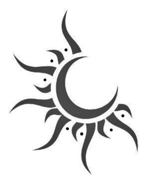 Sun Design Tattoo, Sun Art Drawing, Tattoo Moon And Sun, Sun Moon Design, Tato Suku, Sun Tattoo Designs, Tattoo Moon, Pola Tato, Dotted Drawings