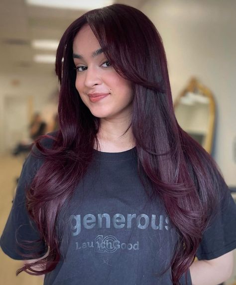 50 Shades of Burgundy Hair Color Trending in 2024 Deep Berry Hair Color, Burgendy Hair Color, Burgundy Plum Hair, Dark Red Purple Hair, Purple Burgundy Hair, Dark Maroon Hair, Plum Burgundy Hair, Maroon Hair Color, Dark Burgundy Hair Color