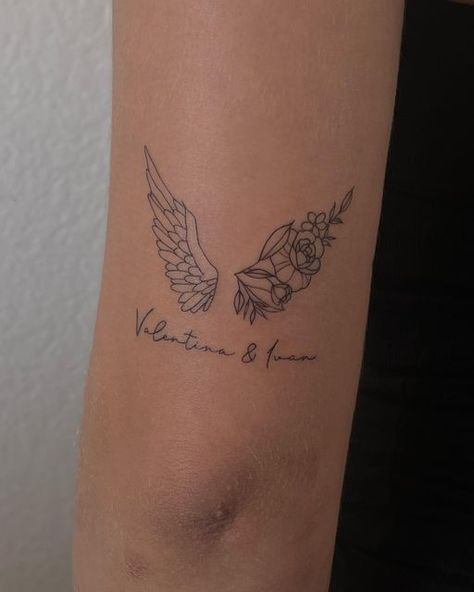 Small Tattoo For Grandparents, Grandparent Passing Tattoo, Nana And Papa Tattoos, Tattoos For Lost Loved Ones Grandparents Memorial, Passing Tattoos Grandparents, Lost Grandparents Tattoo, Tattoos For Your Grandpa, Grand Parents Tattoo Ideas, Large Fine Line Tattoo