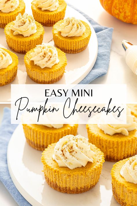 Pumpkin Cheesecake Tarts Mini, Healthy Mini Pumpkin Cheesecake, Cream Cheese Healthy Dessert, Eye Of Sauron Cheesecake, Small Baked Cheesecake Recipe, Pumpkin Cheesecakes Mini, Pumpkin Cheesecake Bites Instant Pot, Mini Cheesecakes Pumpkin, Mini Cheesecakes For Fall